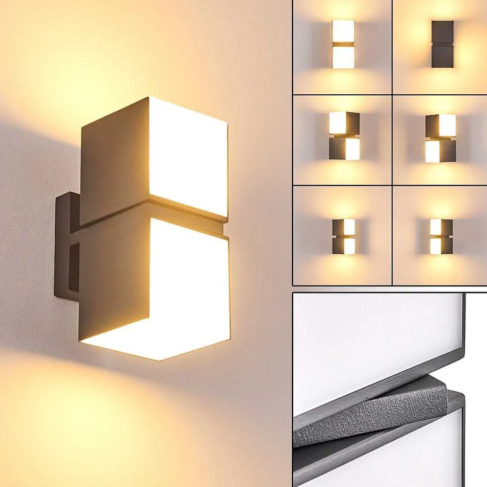 Applique Murale D'Exterieur Swanek Led Anthracite, 2 Lumieres