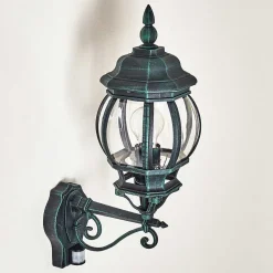 Applique Murale D'Exterieur Lentua Vert, Noir, 1 Lumiere, Detecteur De Mouvement