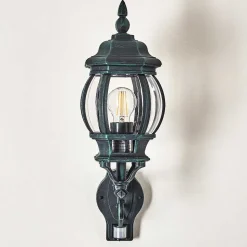 Applique Murale D'Exterieur Lentua Vert, Noir, 1 Lumiere, Detecteur De Mouvement