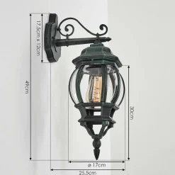 Applique Murale D'Exterieur Lentua Vert, Noir, 1 Lumiere