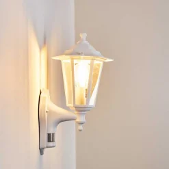 Applique Murale D'Exterieur Loria Blanc, 1 Lumiere, Detecteur De Mouvement