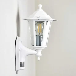 Applique Murale D'Exterieur Loria Blanc, 1 Lumiere, Detecteur De Mouvement