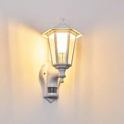 Applique Murale D'Exterieur Loria Blanc, 1 Lumiere, Detecteur De Mouvement