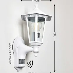Applique Murale D'Exterieur Loria Blanc, 1 Lumiere, Detecteur De Mouvement
