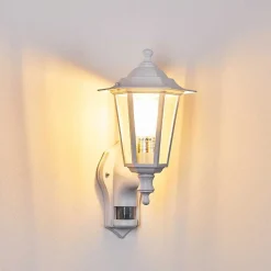Applique Murale D'Exterieur Loria Blanc, 1 Lumiere, Detecteur De Mouvement