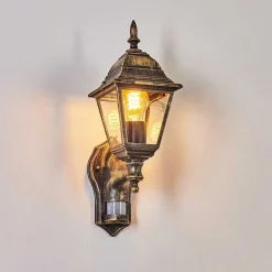 Applique Murale D'Exterieur Naofe Brun, Or, 1 Lumiere, Detecteur De Mouvement