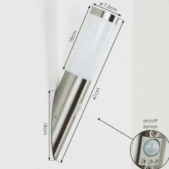 Applique Murale D'Exterieur Sessa Nickel Mat, 1 Lumiere, Detecteur De Mouvement