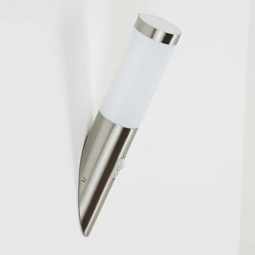 Applique Murale D'Exterieur Sessa Nickel Mat, 1 Lumiere, Detecteur De Mouvement