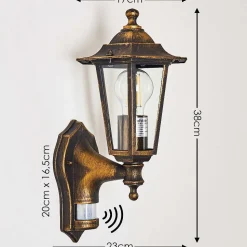 Applique Murale D'Exterieur Loria Brun Dore, 1 Lumiere