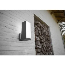 Applique Murale D'Exterieur Lutec Cuba Led Anthracite, 2 Lumieres