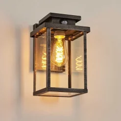 Applique Murale D'Exterieur Tieva Noir, Argente, 1 Lumiere, Detecteur De Mouvement