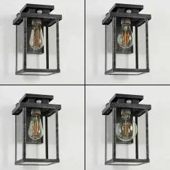 Applique Murale D'Exterieur Tieva Noir, Argente, 1 Lumiere, Detecteur De Mouvement