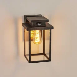 Applique Murale D'Exterieur Tieva Noir, Argente, 1 Lumiere, Detecteur De Mouvement