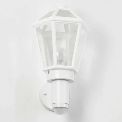 Applique Murale D'Exterieur Catigny Blanc, 1 Lumiere, Detecteur De Mouvement