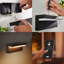 Applique Murale D'Exterieur Philips Hue Nyro Led Noir, 1 Lumiere, Changeur De Couleurs