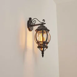 Applique Murale D'Exterieur Lentua Noir, 1 Lumiere