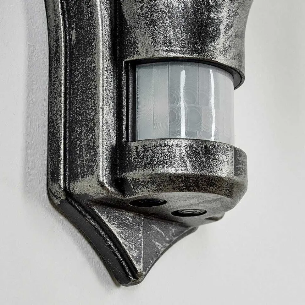 Applique Murale D'Exterieur Loria Gris, Noir, Argente, 1 Lumiere, Detecteur De Mouvement