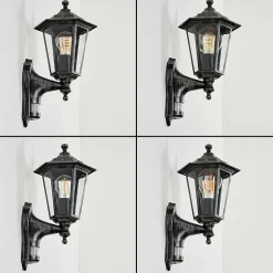 Applique Murale D'Exterieur Loria Gris, Noir, Argente, 1 Lumiere, Detecteur De Mouvement