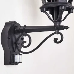 Applique Murale D'Exterieur Lentua Noir, 1 Lumiere, Detecteur De Mouvement