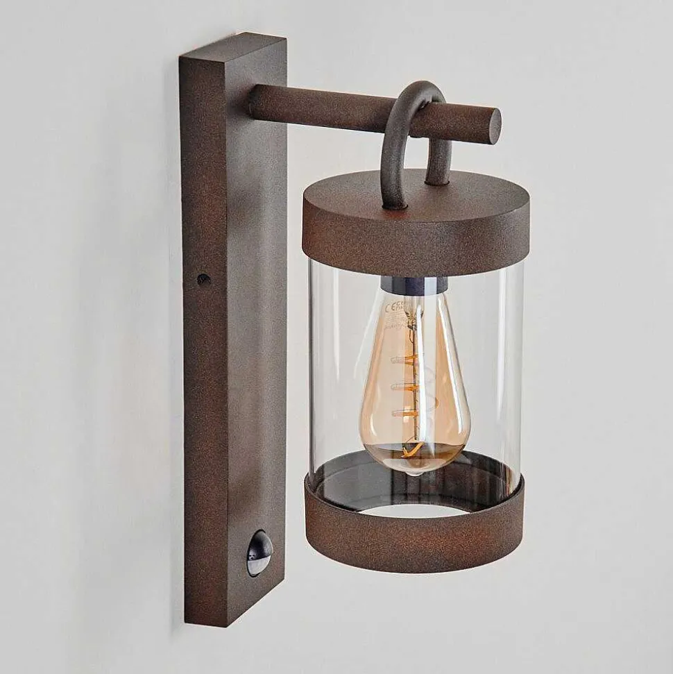 Applique Murale D'Exterieur Fulham Brun, Rouille, 1 Lumiere, Detecteur De Mouvement