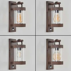 Applique Murale D'Exterieur Fulham Brun, Rouille, 1 Lumiere, Detecteur De Mouvement