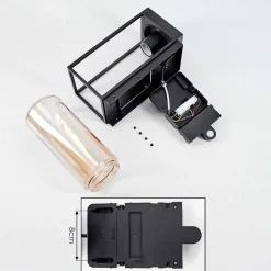 Applique Murale D'Exterieur Palanga Led Noir, 1 Lumiere, Detecteur De Mouvement