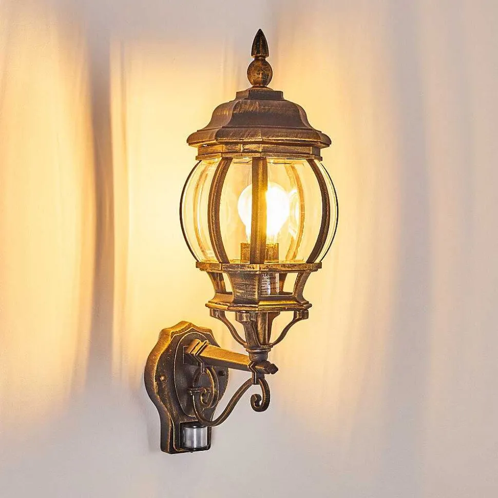 Applique Murale D'Exterieur Lentua Brun Dore, 1 Lumiere, Detecteur De Mouvement