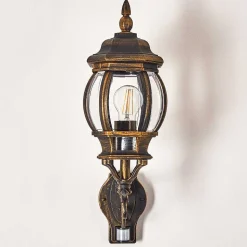 Applique Murale D'Exterieur Lentua Brun Dore, 1 Lumiere, Detecteur De Mouvement