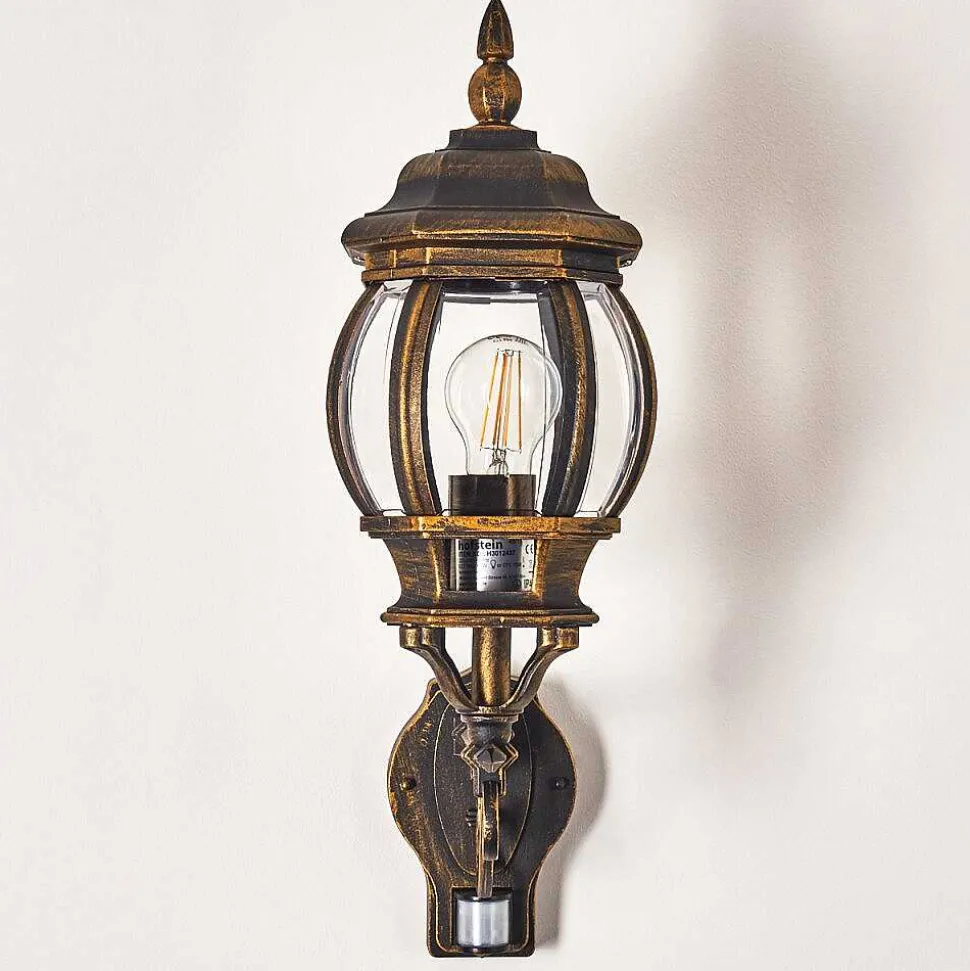 Applique Murale D'Exterieur Lentua Brun Dore, 1 Lumiere, Detecteur De Mouvement