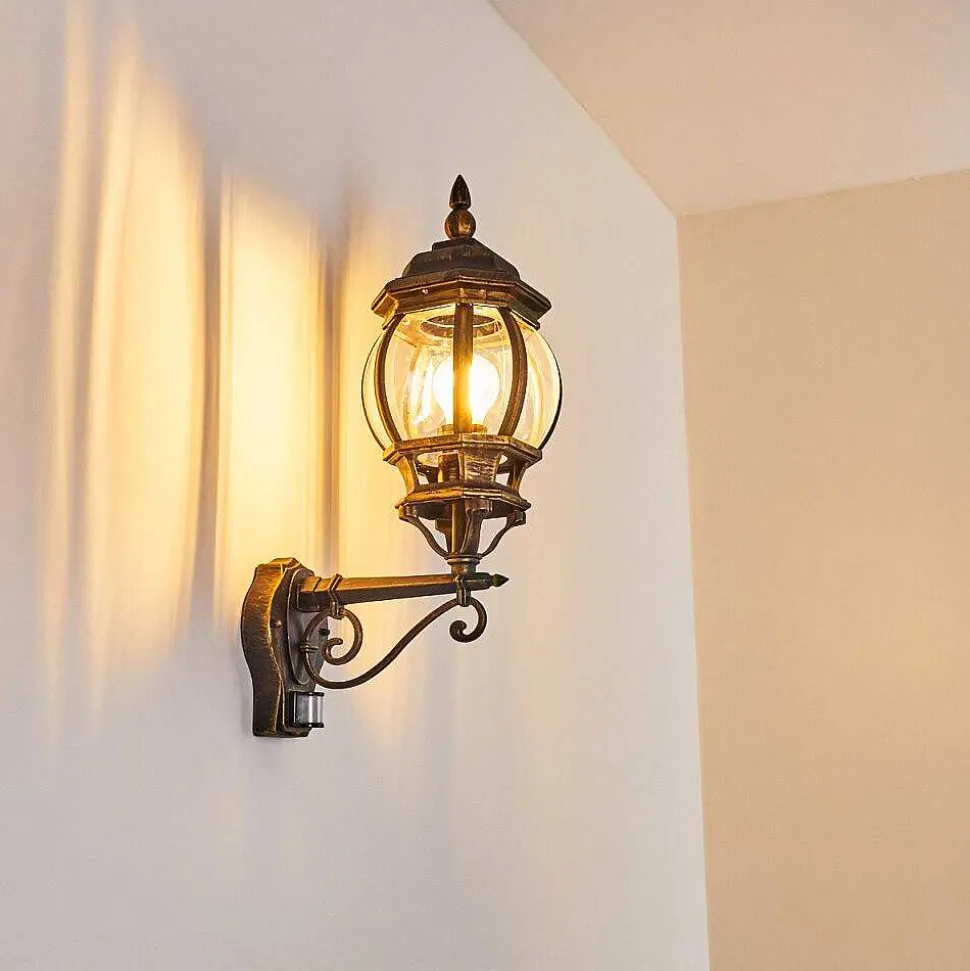 Applique Murale D'Exterieur Lentua Brun Dore, 1 Lumiere, Detecteur De Mouvement