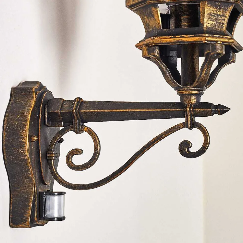 Applique Murale D'Exterieur Lentua Brun Dore, 1 Lumiere, Detecteur De Mouvement