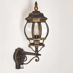 Applique Murale D'Exterieur Lentua Brun Dore, 1 Lumiere, Detecteur De Mouvement