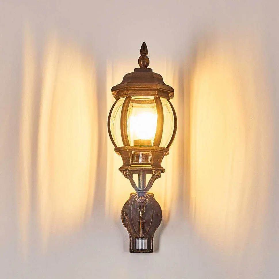 Applique Murale D'Exterieur Lentua Brun Dore, 1 Lumiere, Detecteur De Mouvement