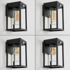 Applique Murale D'Exterieur Palanga Noir, 1 Lumiere, Detecteur De Mouvement