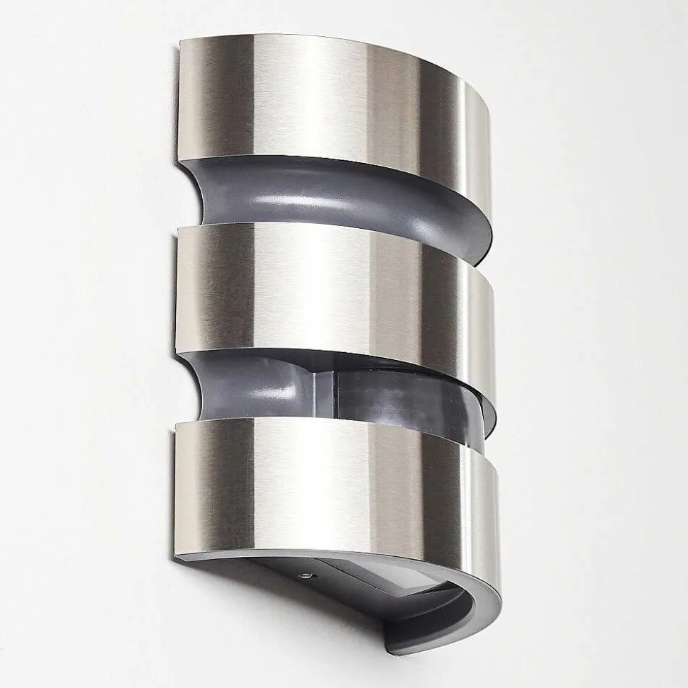 Applique Murale D'Exterieur Kolding Led Acier Inoxydable, Noir, 1 Lumiere, Detecteur De Mouvement