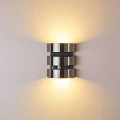 Applique Murale D'Exterieur Kolding Led Acier Inoxydable, Noir, 1 Lumiere, Detecteur De Mouvement