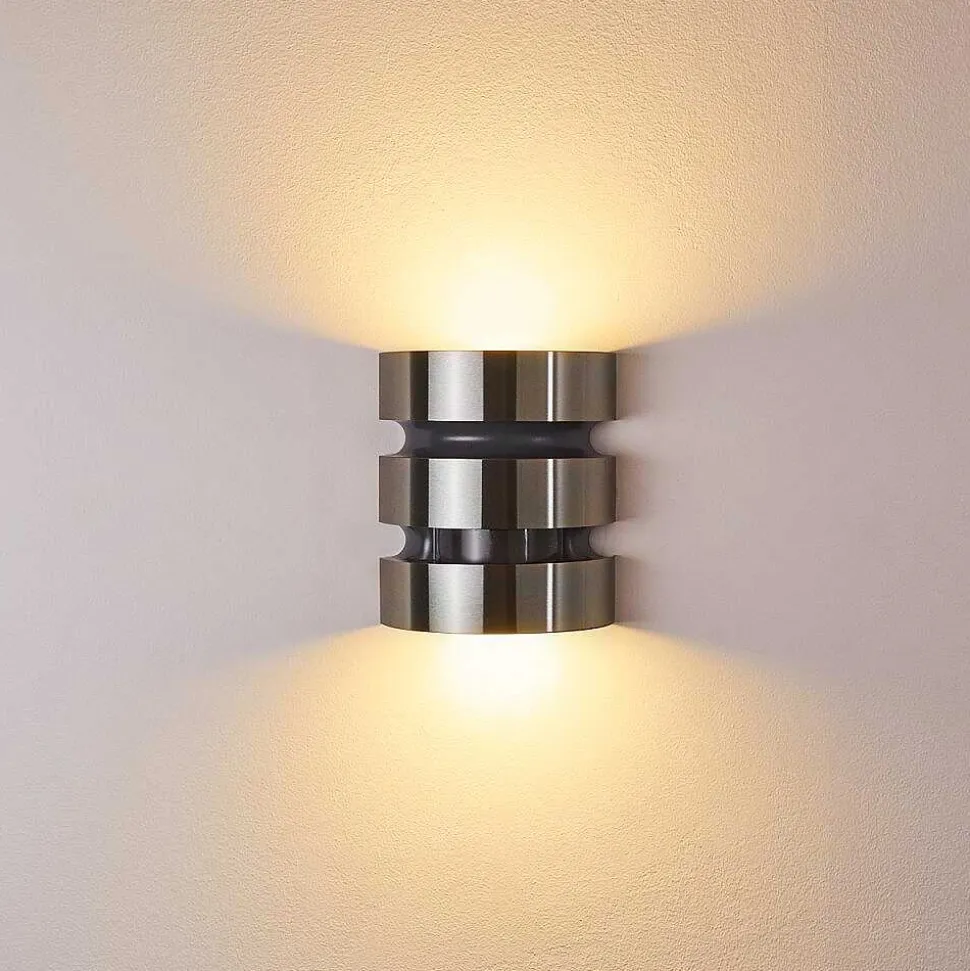 Applique Murale D'Exterieur Kolding Led Acier Inoxydable, Noir, 1 Lumiere, Detecteur De Mouvement