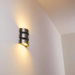 Applique Murale D'Exterieur Kolding Led Acier Inoxydable, Noir, 1 Lumiere, Detecteur De Mouvement