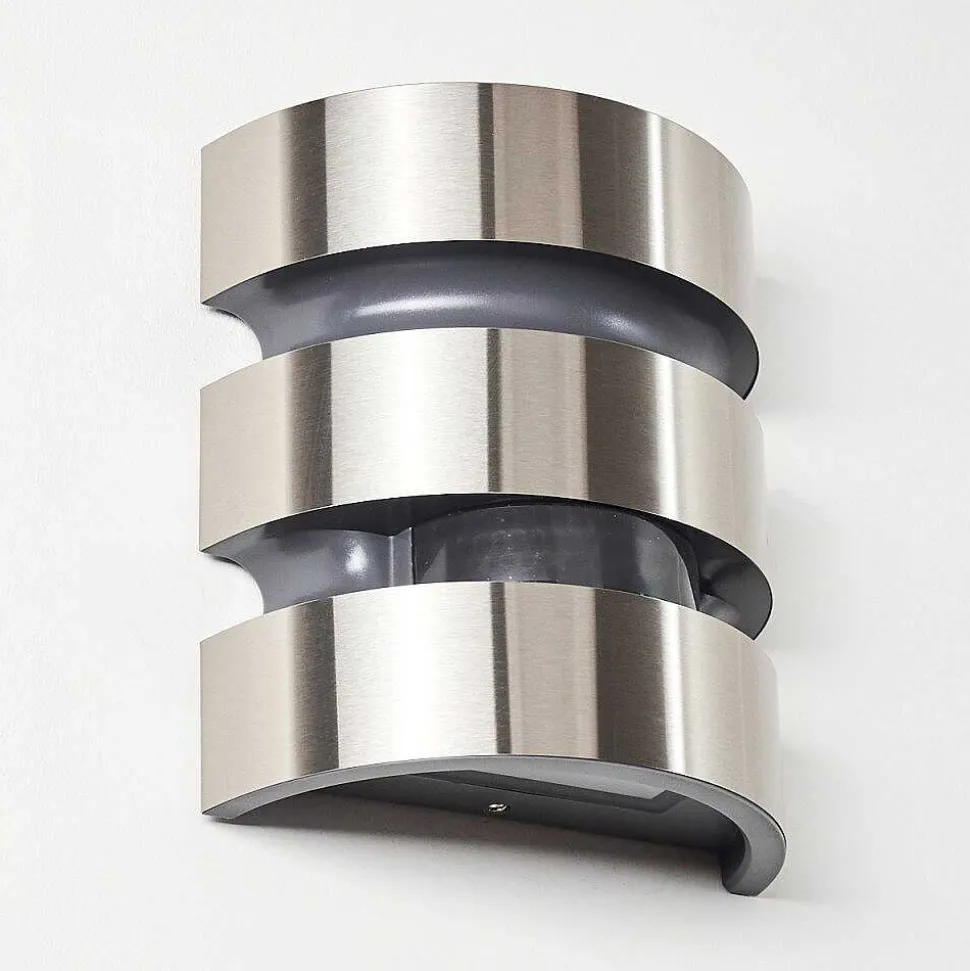 Applique Murale D'Exterieur Kolding Led Acier Inoxydable, Noir, 1 Lumiere, Detecteur De Mouvement