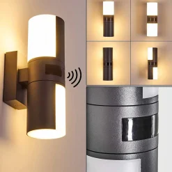 Applique Murale D'Exterieur Baulund Led Anthracite, 1 Lumiere, Detecteur De Mouvement