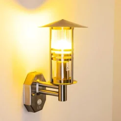 Applique Murale Forli Acier Inoxydable, 1 Lumiere, Detecteur De Mouvement