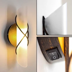 Applique Murale Globo Rania Acier Inoxydable, Noir, Blanc, 1 Lumiere