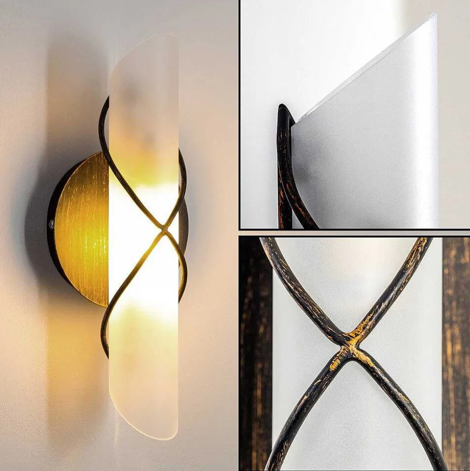 Applique Murale Globo Rania Acier Inoxydable, Noir, Blanc, 1 Lumiere