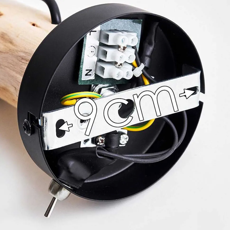 Applique Murale Gondo Bois Clair, Noir, 1 Lumiere