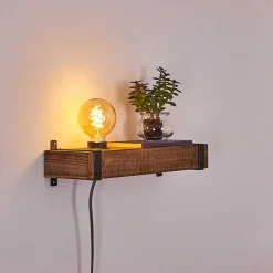 Applique Murale Montgomery Bois Fonce, Noir, 1 Lumiere