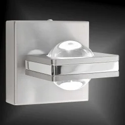 Applique Murale Paul Neuhaus Q-Fisheye Led Acier Inoxydable, 2 Lumieres, Telecommandes, Changeur De Couleurs