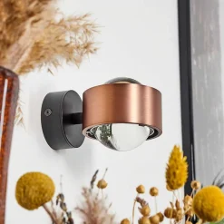 Applique Murale Sapri Cuivre, Noir, 1 Lumiere