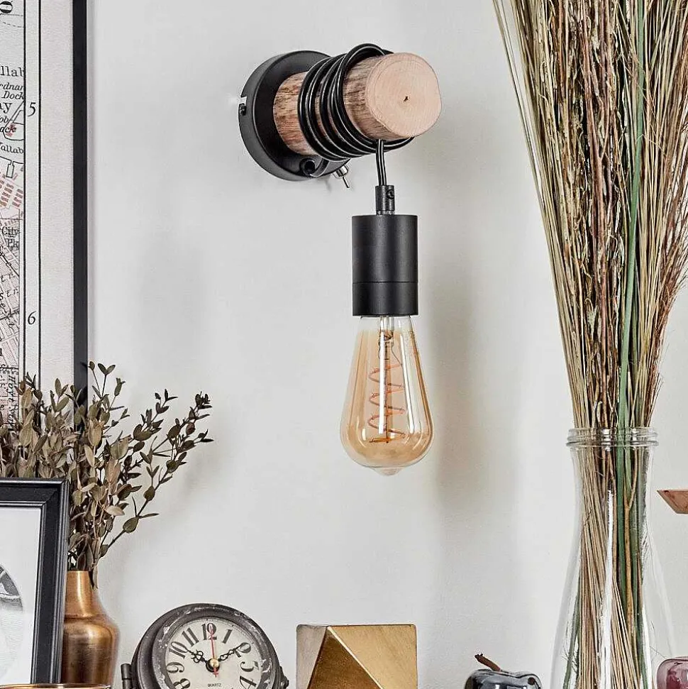 Applique Murale Yaak Ecru, Noir, 1 Lumiere