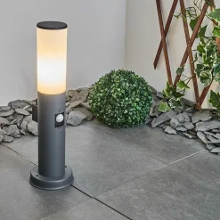 Borne Lumineuse Caserta Anthracite, 1 Lumiere, Detecteur De Mouvement
