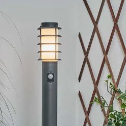 Borne Lumineuse Caserta Anthracite, 1 Lumiere, Detecteur De Mouvement